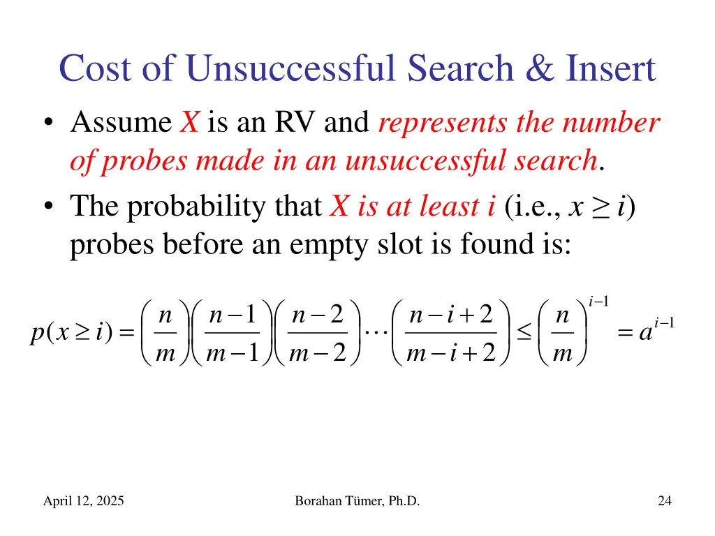 cost of unsuccessful search insert assume