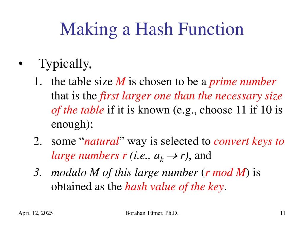 making a hash function