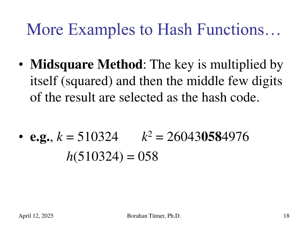 more examples to hash functions 1