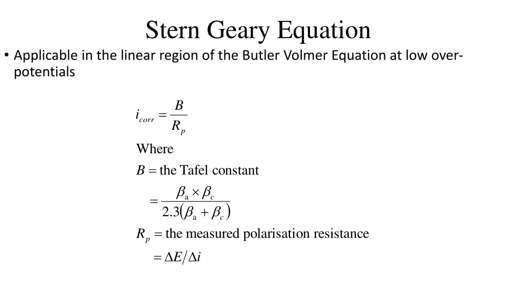 stern geary equation