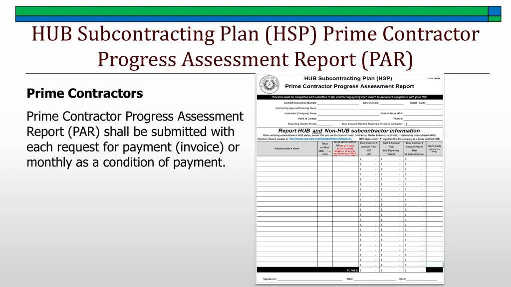 hub subcontracting plan hsp prime contractor