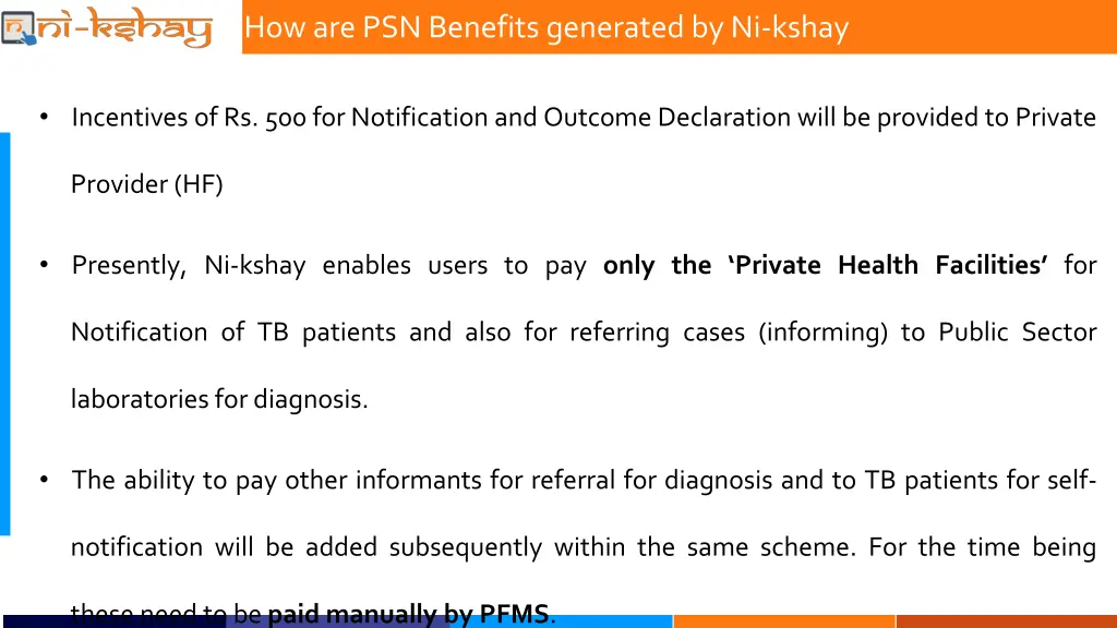 how are psn benefits generated by ni kshay
