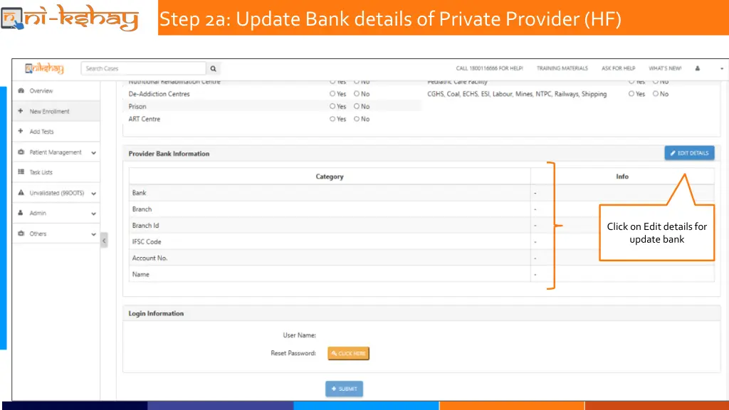 step 2a update bank details of private provider hf