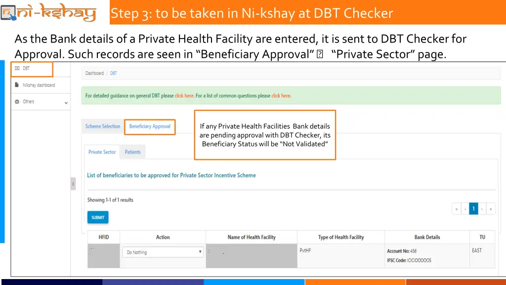 step 3 to be taken in ni kshay at dbt checker
