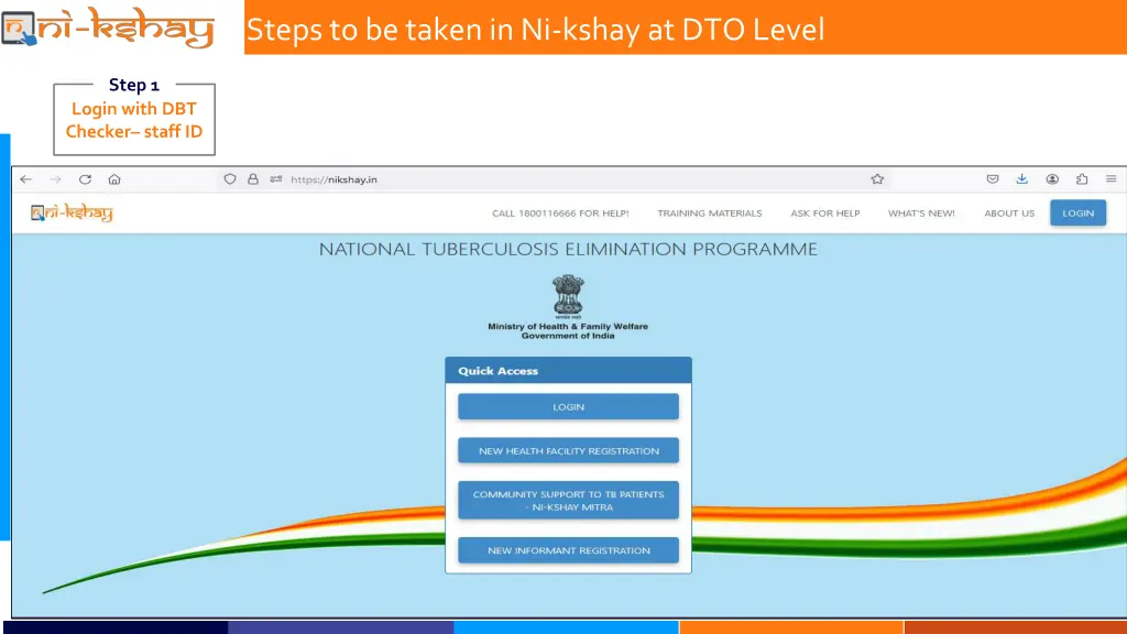 steps to be taken in ni kshay at dto level