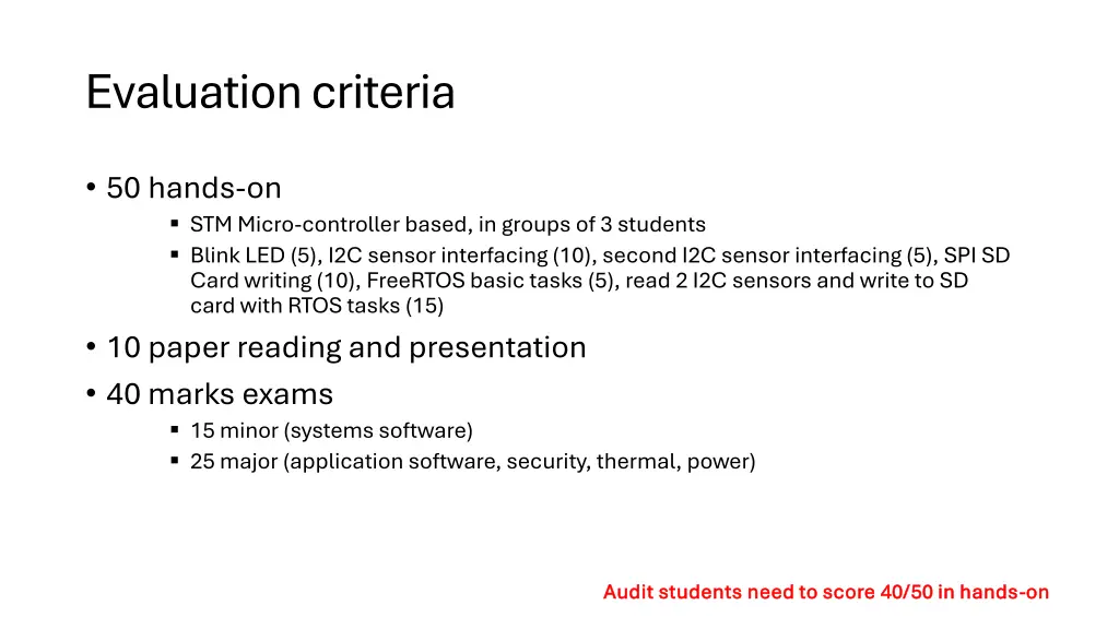 evaluation criteria