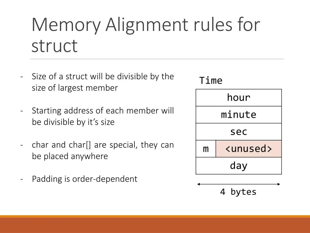 memory alignment rules for struct