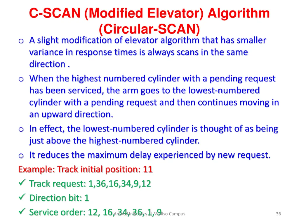 c scan modified elevator algorithm circular scan