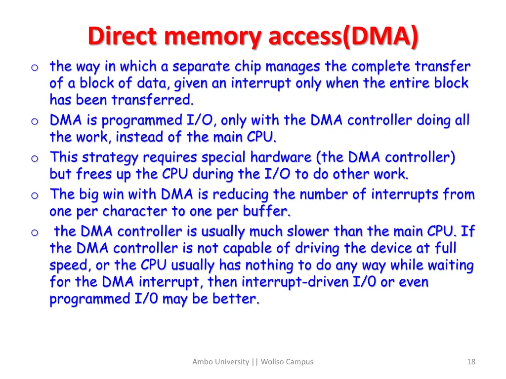 direct memory access dma o the way in which