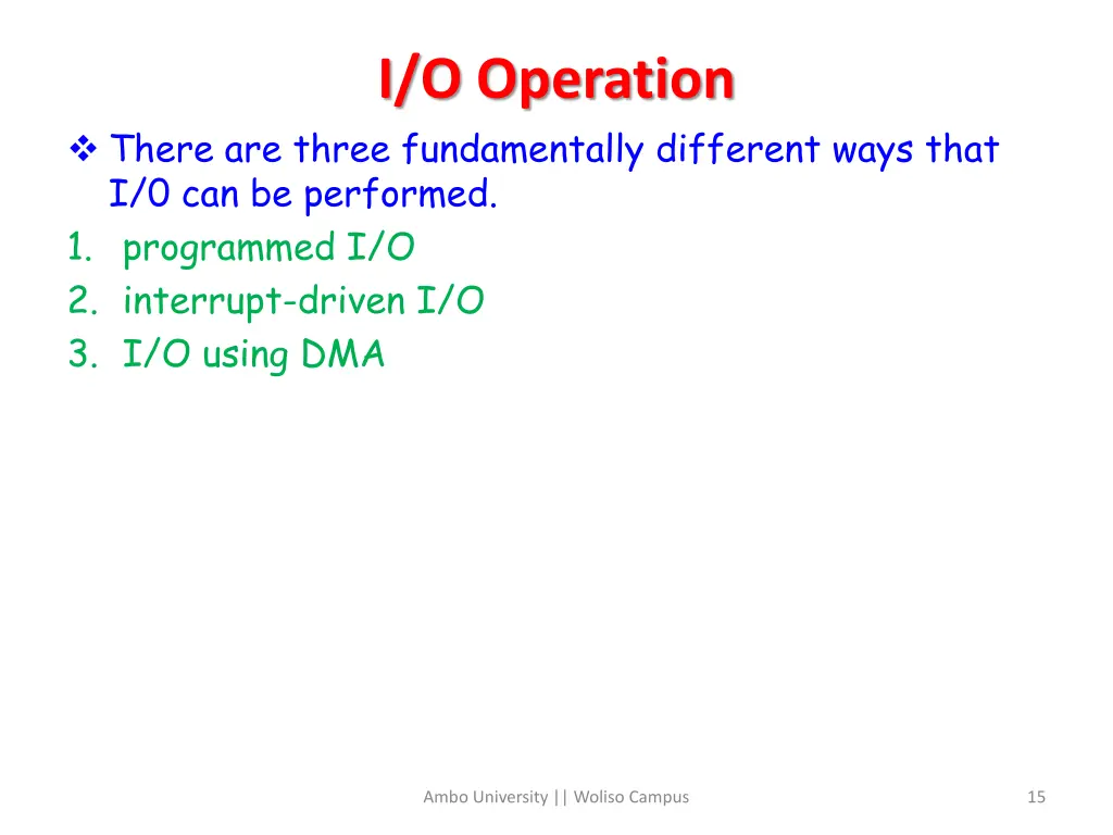 i o operation