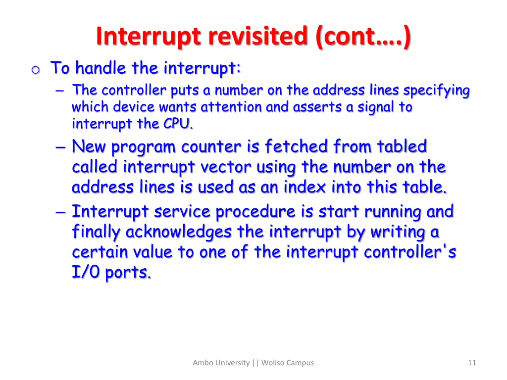 interrupt revisited cont o to handle