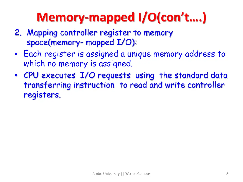 memory mapped i o con t 2 mapping controller