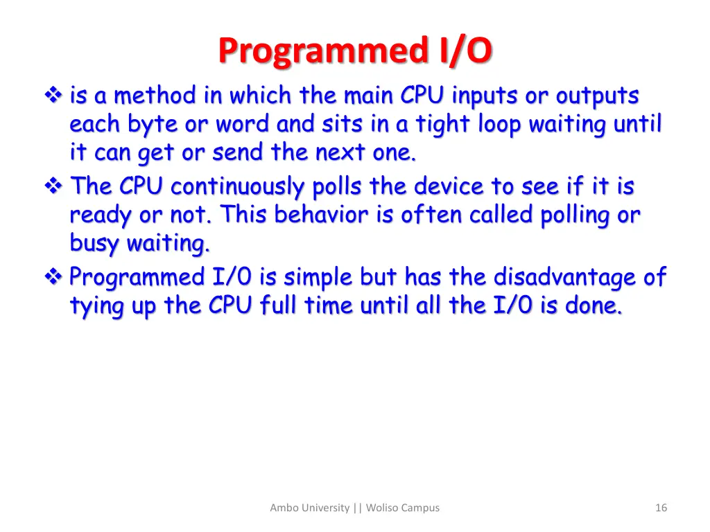 programmed i o
