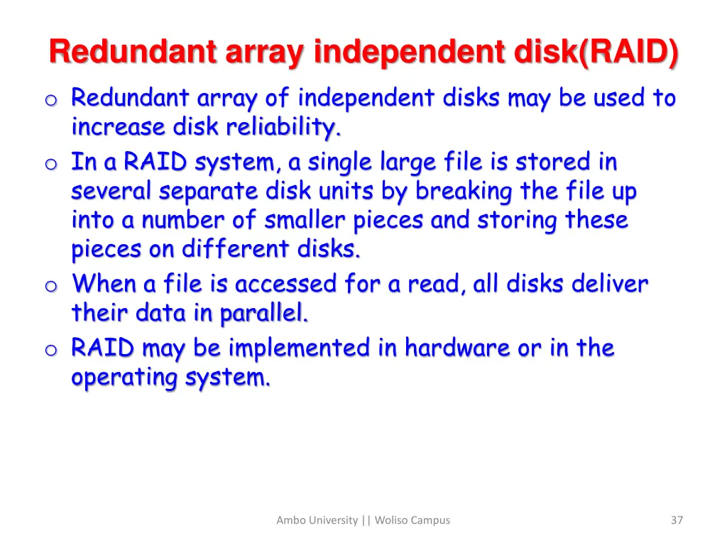 redundant array independent disk raid o redundant