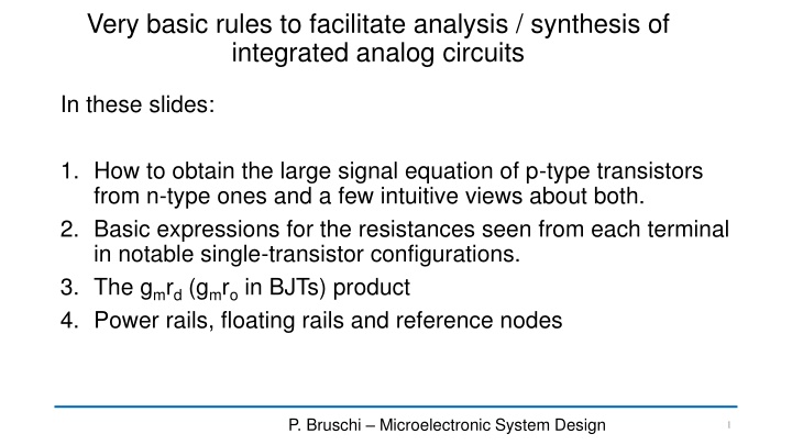 very basic rules to facilitate analysis synthesis