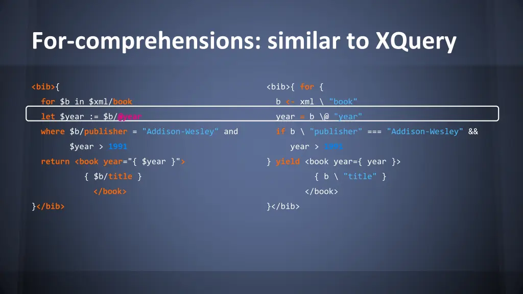 for comprehensions similar to xquery 2
