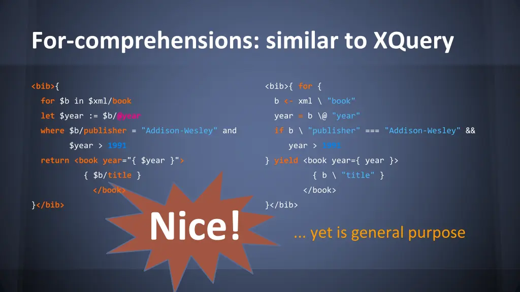 for comprehensions similar to xquery 5