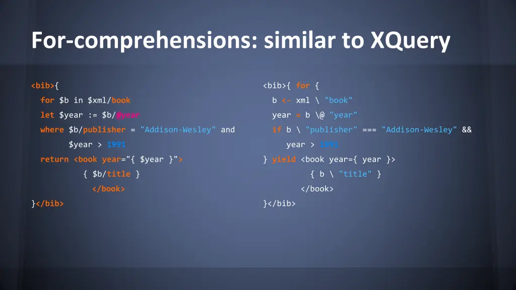 for comprehensions similar to xquery