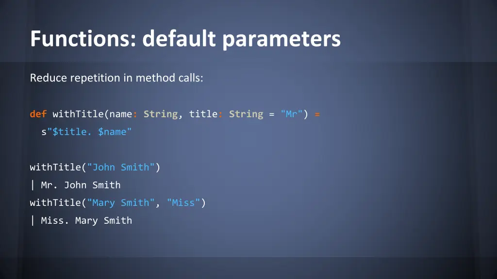 functions default parameters
