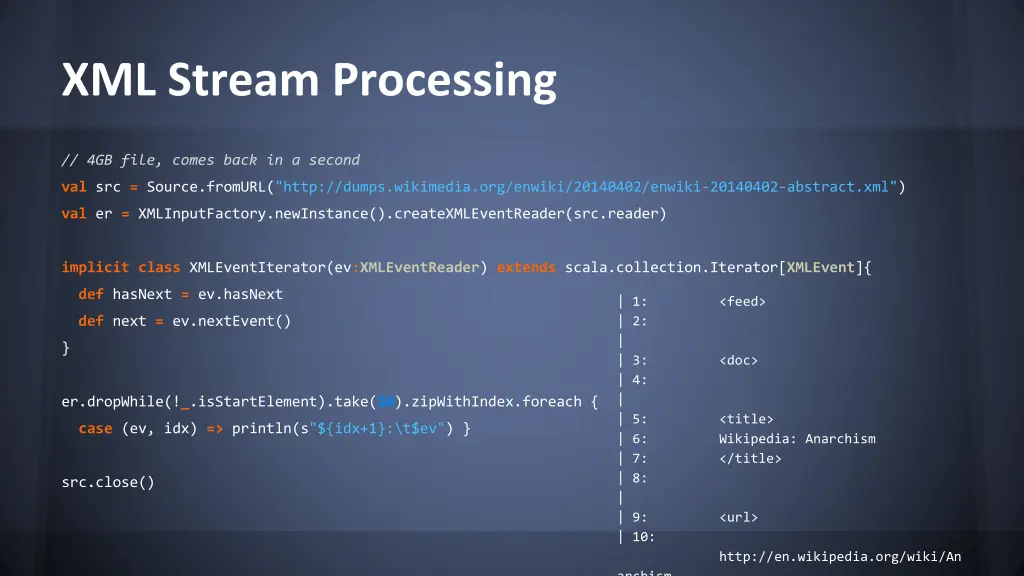 xml stream processing