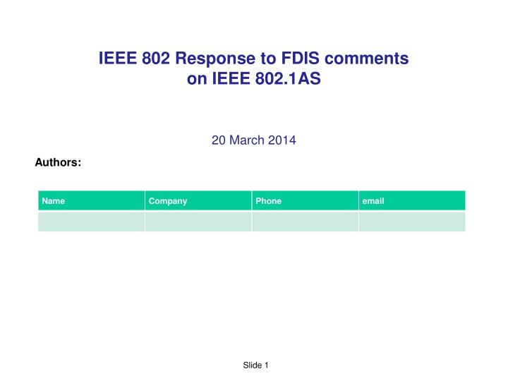 ieee 802 response to fdis comments on ieee 802 1as