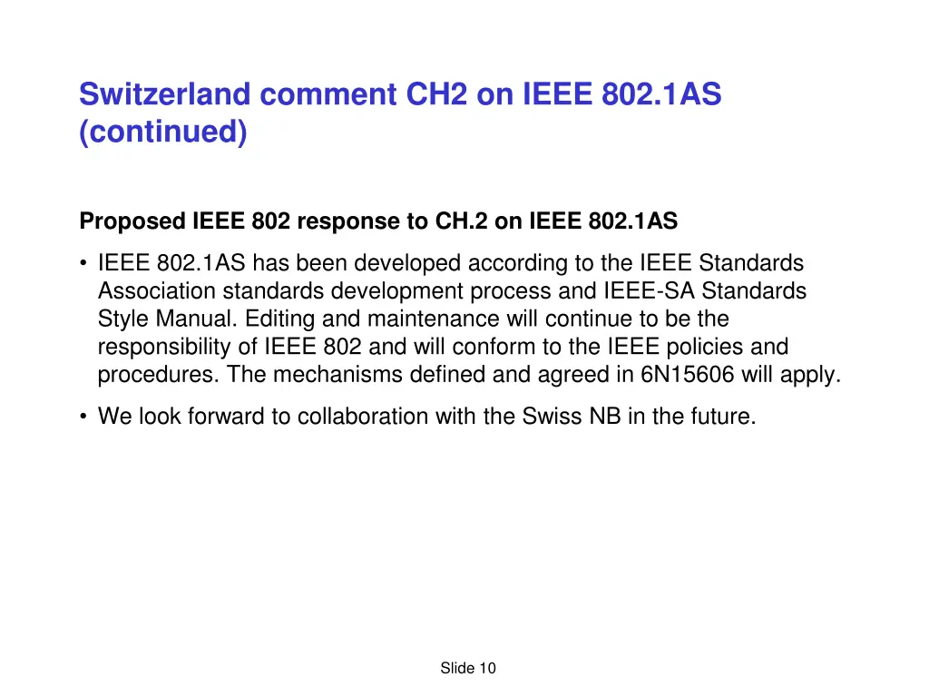switzerland comment ch2 on ieee 802 1as continued