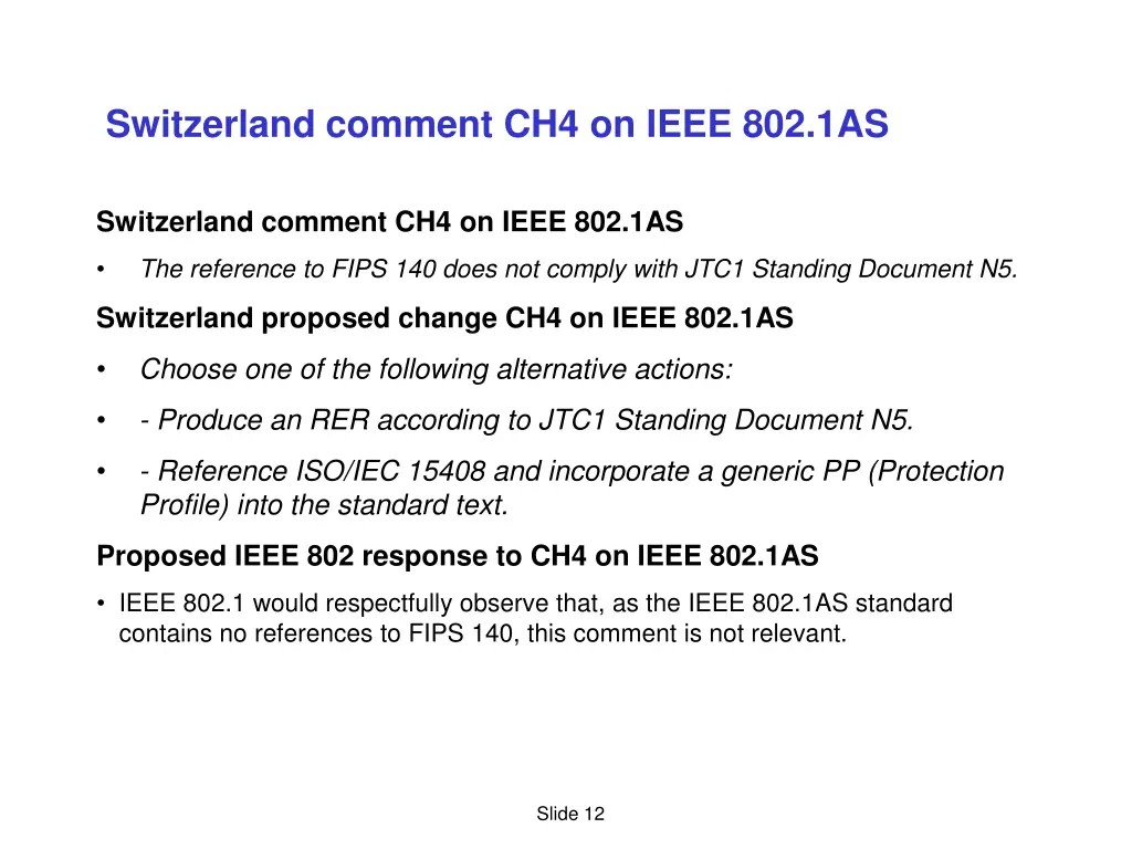 switzerland comment ch4 on ieee 802 1as
