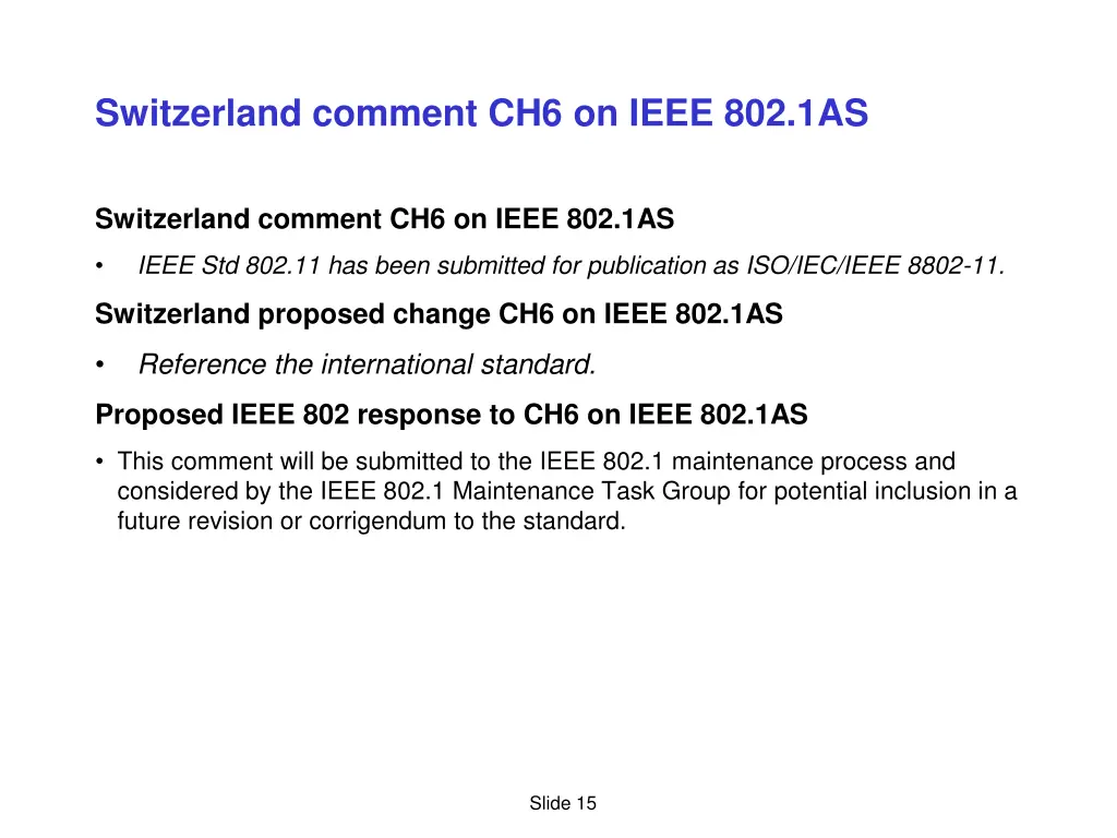 switzerland comment ch6 on ieee 802 1as