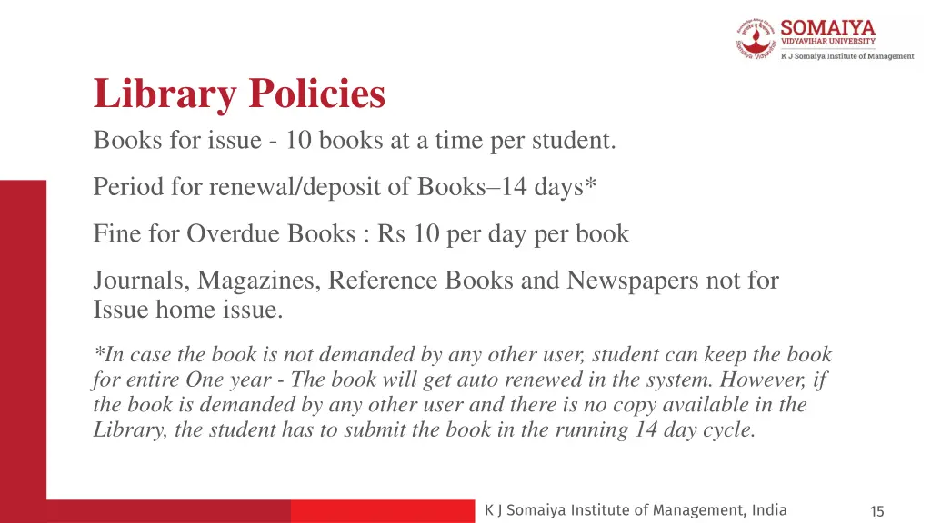 library policies books for issue 10 books