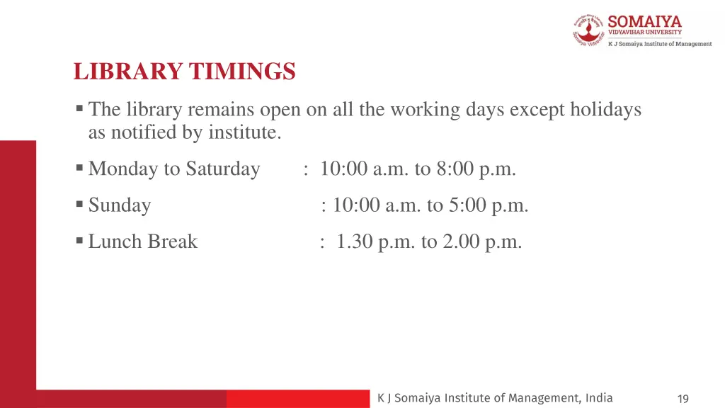 library timings