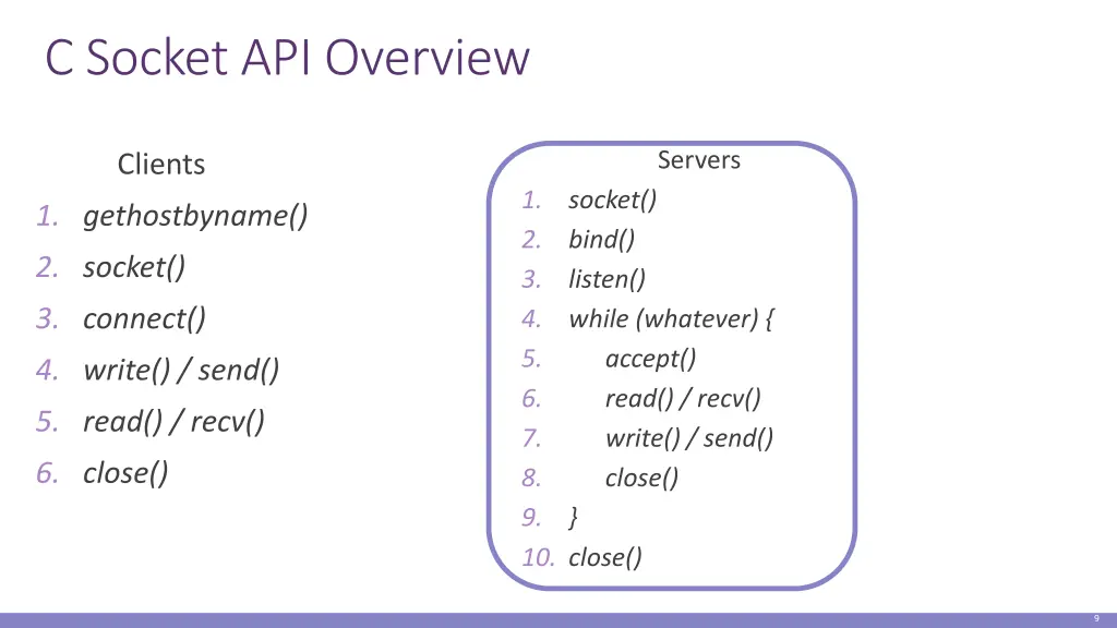 c socket api overview