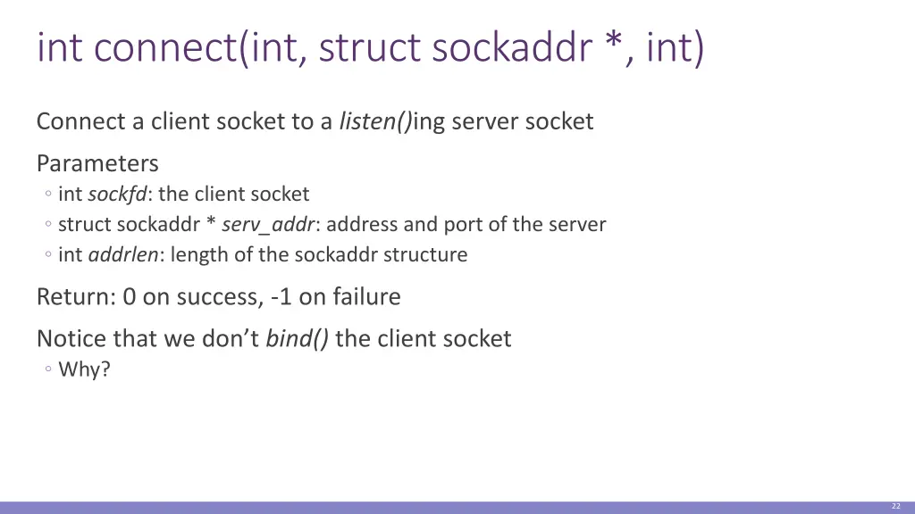 int connect int struct sockaddr int