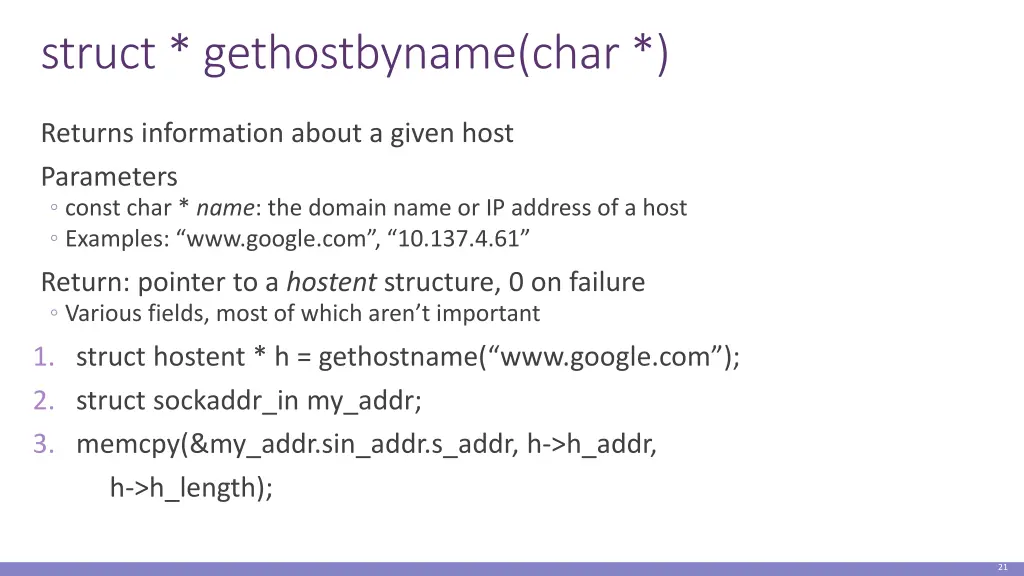 struct gethostbyname char