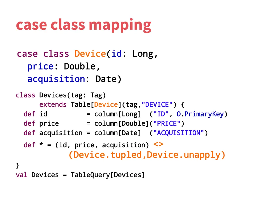 case class mapping