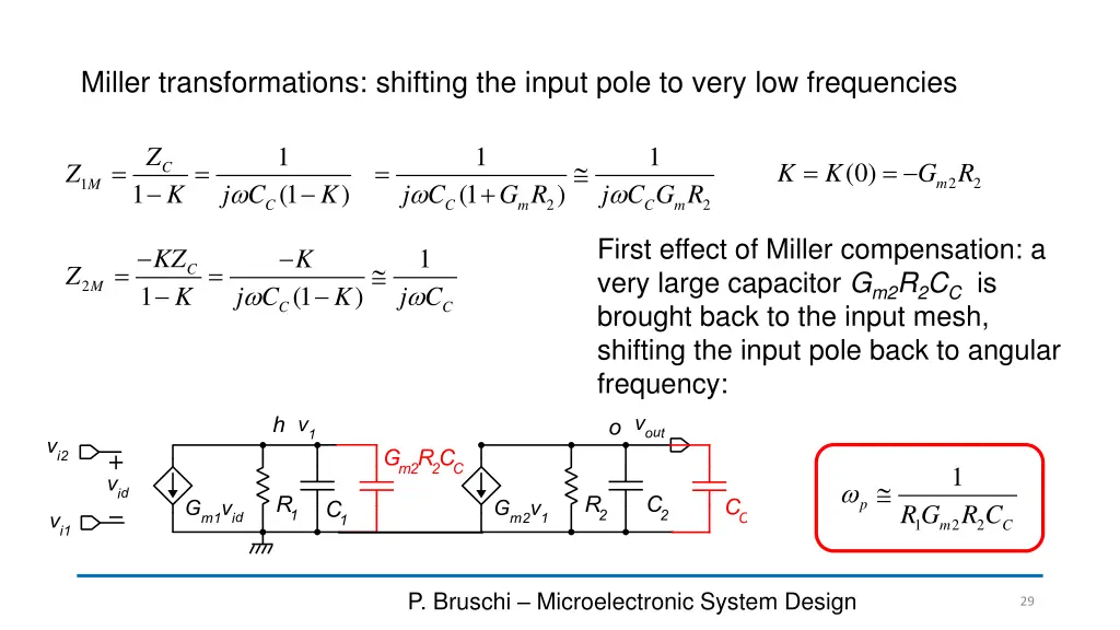 miller transformations shifting the input pole