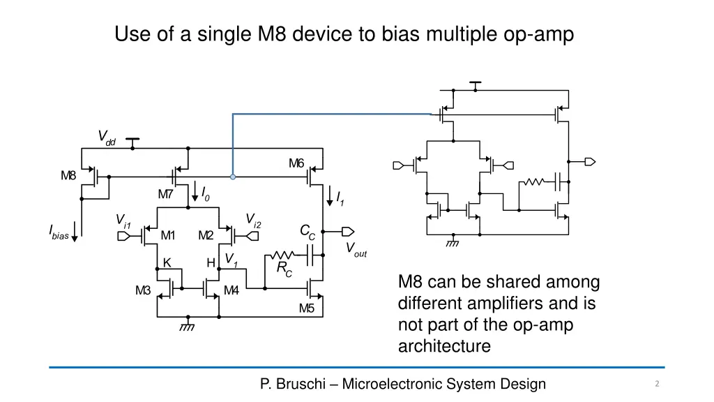 use of a single m8 device to bias multiple op amp