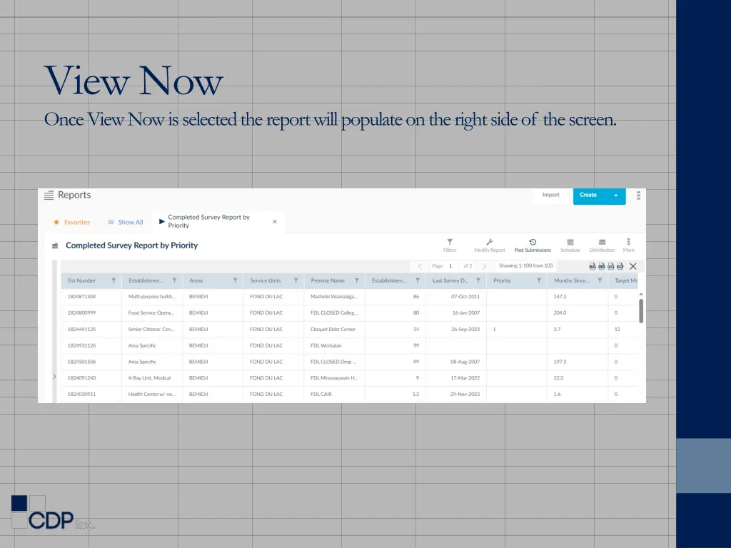 view now once view now is selected the report