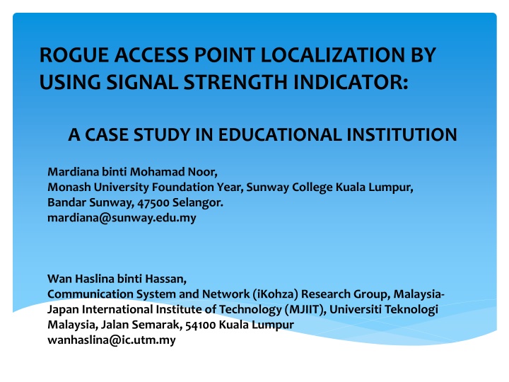 rogue access point localization by using signal