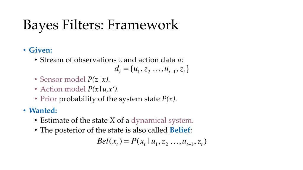 bayes filters framework
