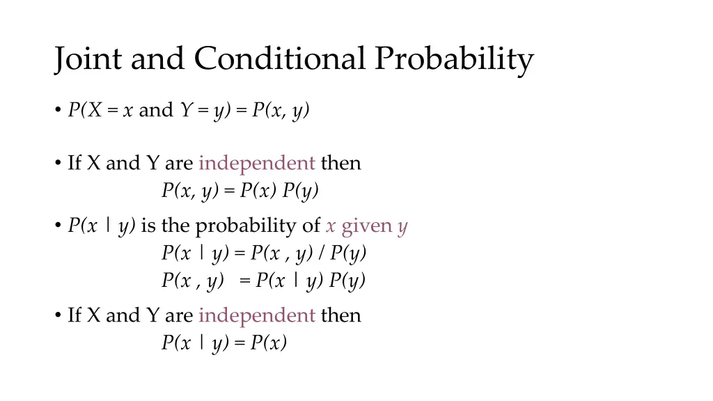 joint and conditional probability