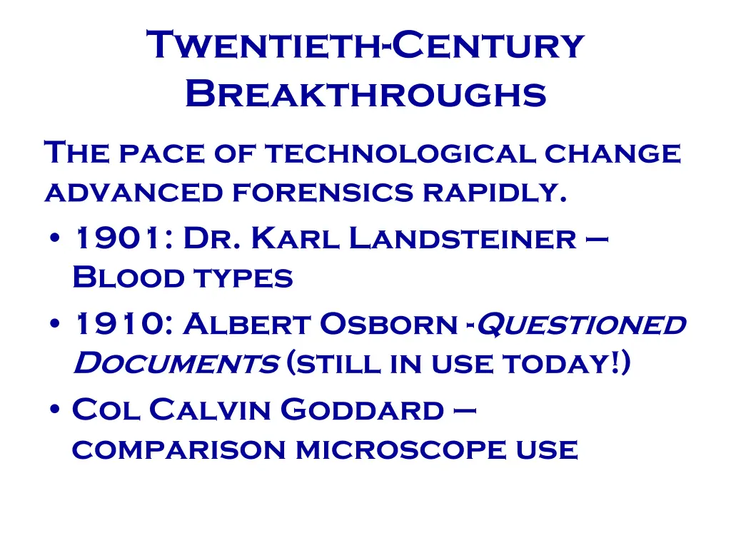 twentieth century breakthroughs