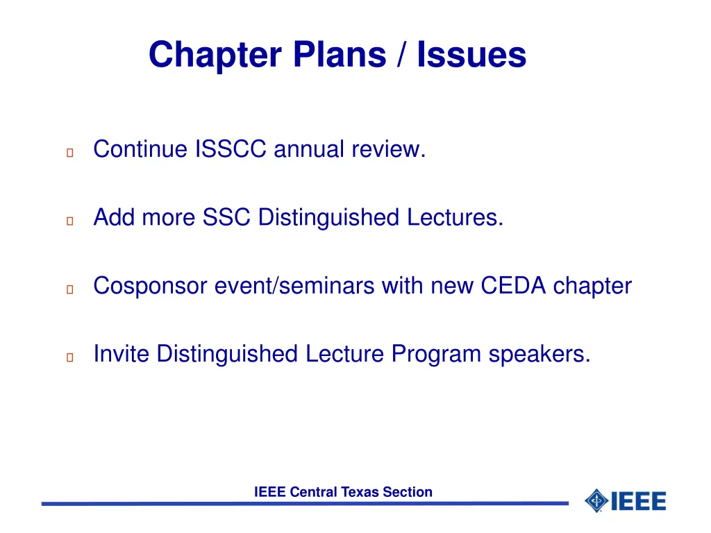 chapter plans issues