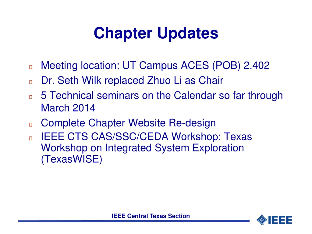 chapter updates