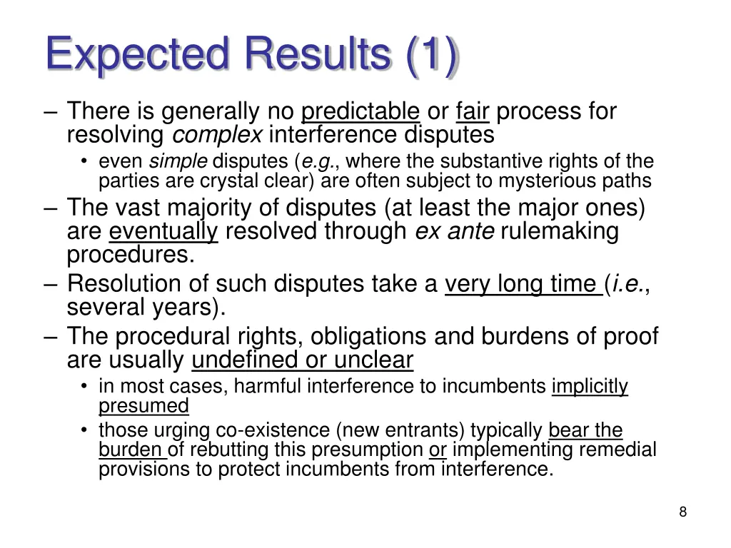 expected results 1