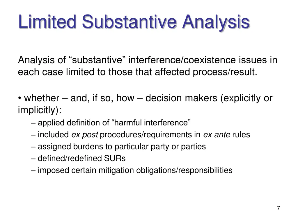 limited substantive analysis