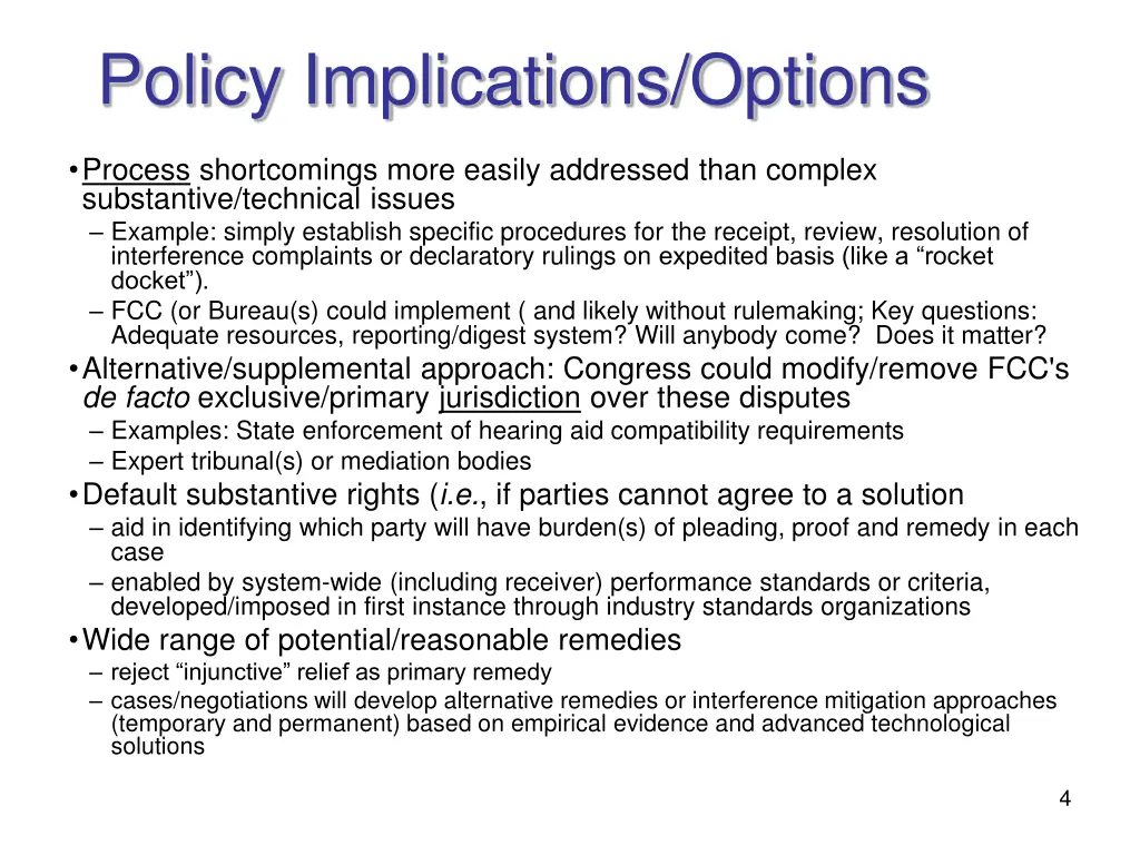 policy implications options