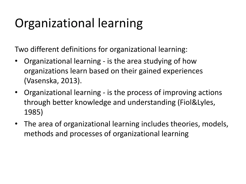 organizational learning 1