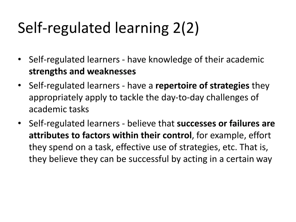 self regulated learning 2 2