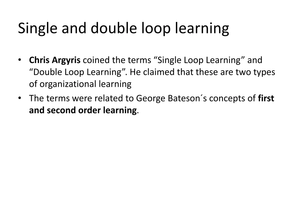 single and double loop learning 1