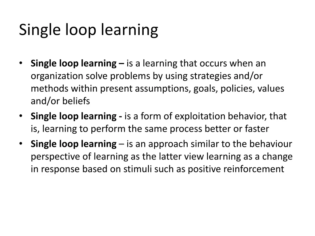 single loop learning 1